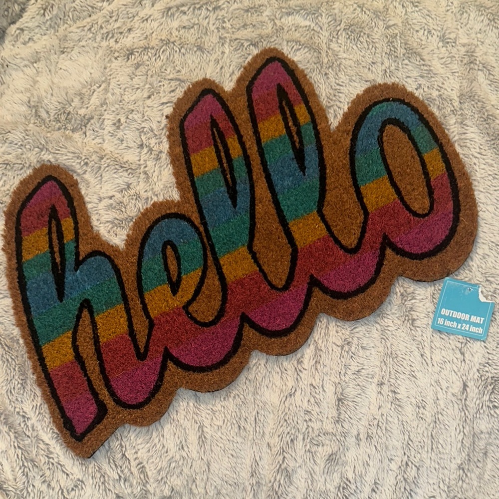 🌟1 LEFT🌈”Hello”Rainbow Welcome Front Door Mat